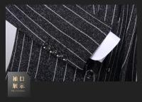 Traje De Negocios Elegante Con Chaqueta Y Pantalón Rayas Verticales Traje Tres Piezas Para Hombre Cierre Único Moda Coreana - details 15
