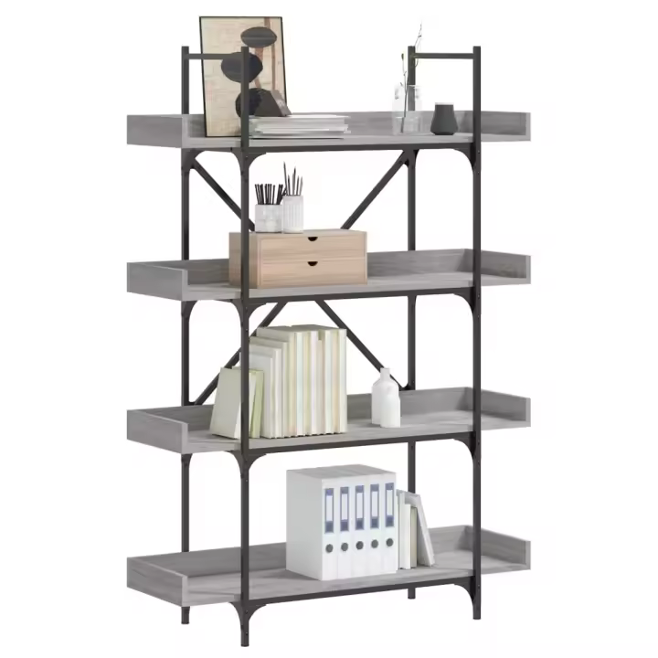 Librería de 4 estantes madera gris Sonoma 100x33x145,5 cm - 1