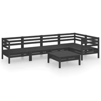 VIDAXL 3082706 juego de 5 sofás y mesa de jardín fabricados en madera de pino maciza en color negro vida xl - 1