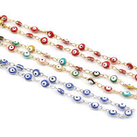 Anklet De Acero Inoxidable Con Ojo Turco Para Mujer Pulsera Colorida De Enamel Joyería De Pierna Regalos De Cumpleaños 23cm Longitud 1 PC - details 0