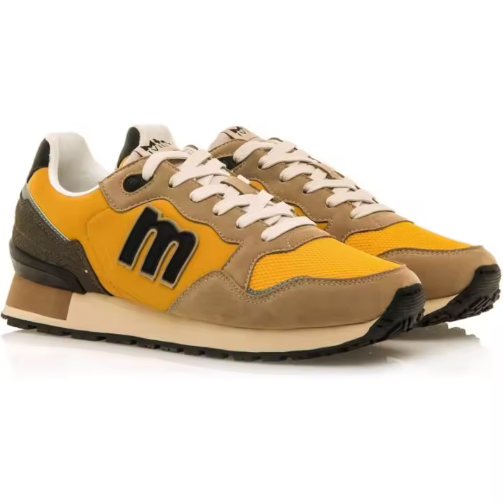 Mustang - Deportiva para Hombre - Mostaza con Detalles Beige y Verde Kaki - Estilo Multicolor - 1