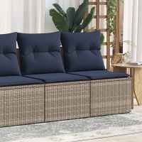 vidaXL Set sofás jardín y cojines 2 pzas ratán sintético acacia en color Gris/Marrón | acolchados duraderos para sofás de jardín terraza exterior - details 0