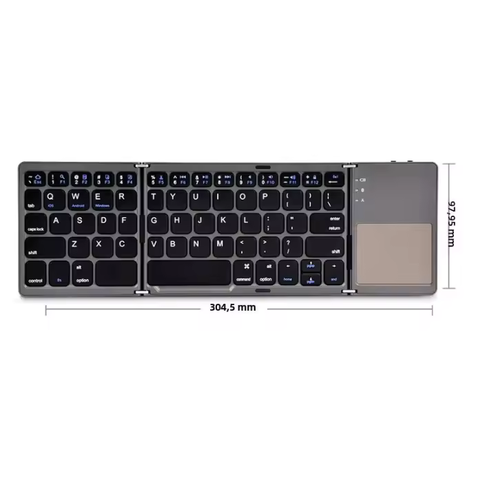 Teclado Inalámbrico Plegable Con Touchpad Bluetooth Para Windows Android IOS Teléfono Mini Teclado Multifuncional Con Botón Estándar De 63 Teclas Para Laptop Y Tablet - 1