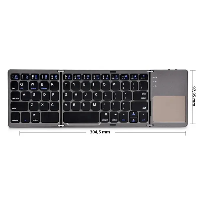 Teclado Inalámbrico Plegable Con Touchpad Bluetooth Para Windows Android IOS Teléfono Mini Teclado Multifuncional Con Botón Estándar De 63 Teclas Para Laptop Y Tablet - 1