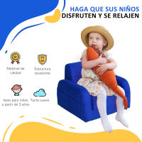 HOMCOM Sillón para Niños de 3 Años Sofá Transformable Diseño 2 en 1 Cama Infantil Plegable de 2 Posiciones con Reposabrazos Asiento Ancho Acolchado 47x45x38 cm Rosa/Azul - details 3