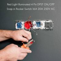 Red Light Illuminated 4 Pin Dpst On/off Snap In Rocker Switch 16a 20a 250v Ac - details 2