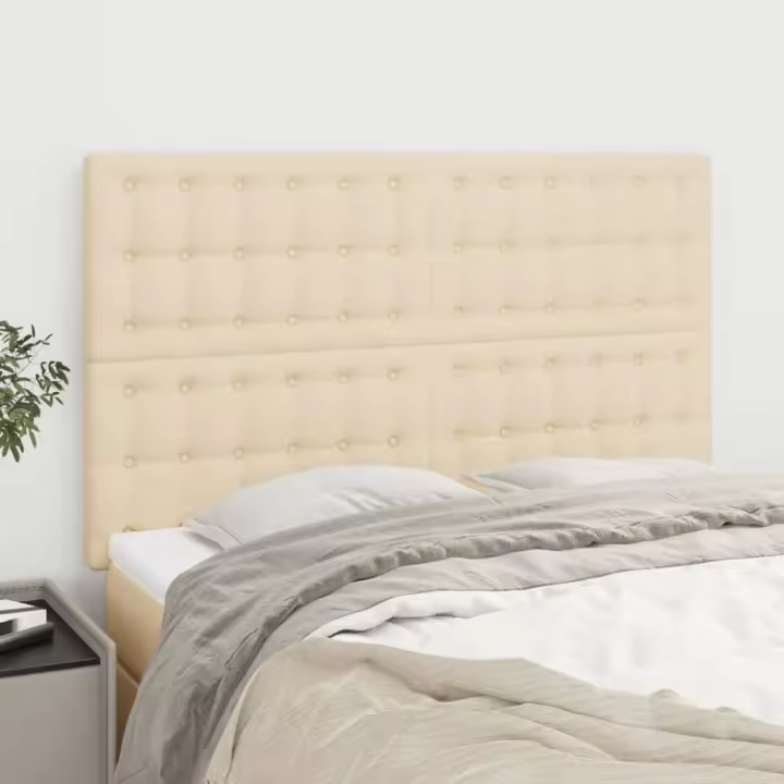 vidaXL Cabeceros 4 unidades tela color crema 72x5x78/88 cm - 1