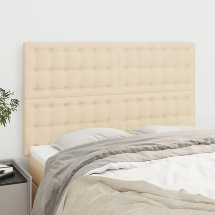 vidaXL Cabeceros 4 unidades tela color crema 72x5x78/88 cm - 1