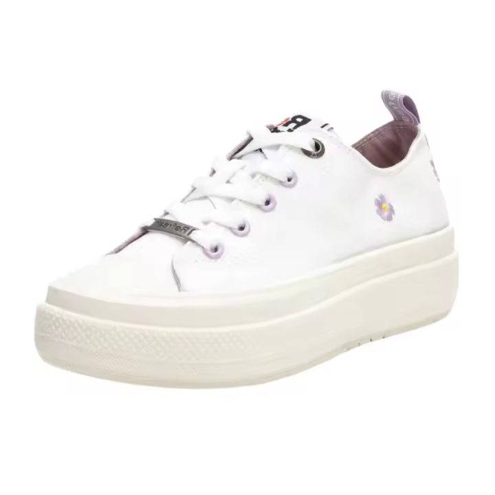 Zapatillas Refresh Estilo Bambas Bajas Casual De Lona Con Detalles De Flores Bordadas Para Mujer Color Blanco - 1