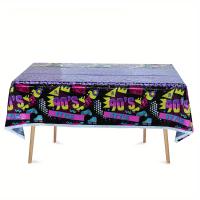 Mantel Decorativo De Fiestas De Los Años 80/90 Para Hombres Y Mujeres Cumpleaños Disco Mantel De Poliéster Y Algodón Máquina Lavable Reutilizable Estilo Jacquard - details 4