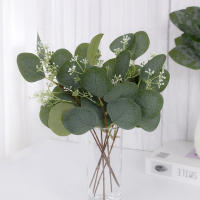 5pcs Ramas De Eucalipto Artificiales Verdes Para Decoración De Boda Casa DIY Coronas Navideñas Regalos Plantas Falsas Para Exhibición Y Uso En El Hogar - details 3
