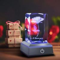 Luz de noche multicolor de Cristal Rosa 3D, Gift perfecto para el Día DE LA Madre para Mamá, Novia, esposa, Ideas para Regalos de cumpleaños, Aniversario y San Valentín - details 5