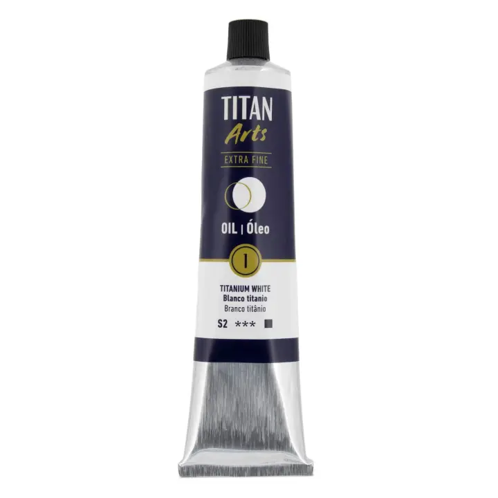 TITAN Arts Colores al óleo Extra Fino tubo 200 ml Blanco titanio N° 1 - 1