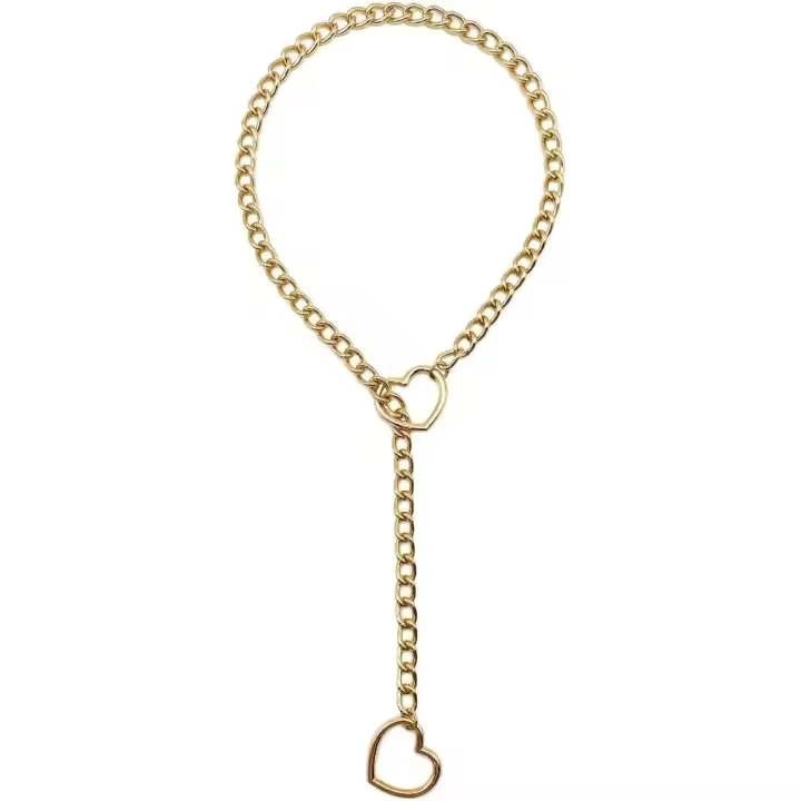 Cadena de cuello deslizante con junta tórica para damas y caballeros, collar largo ajustable de acero inoxidable plateado estilo punk, accesorios de joyería para clavícula (dorado) - 1