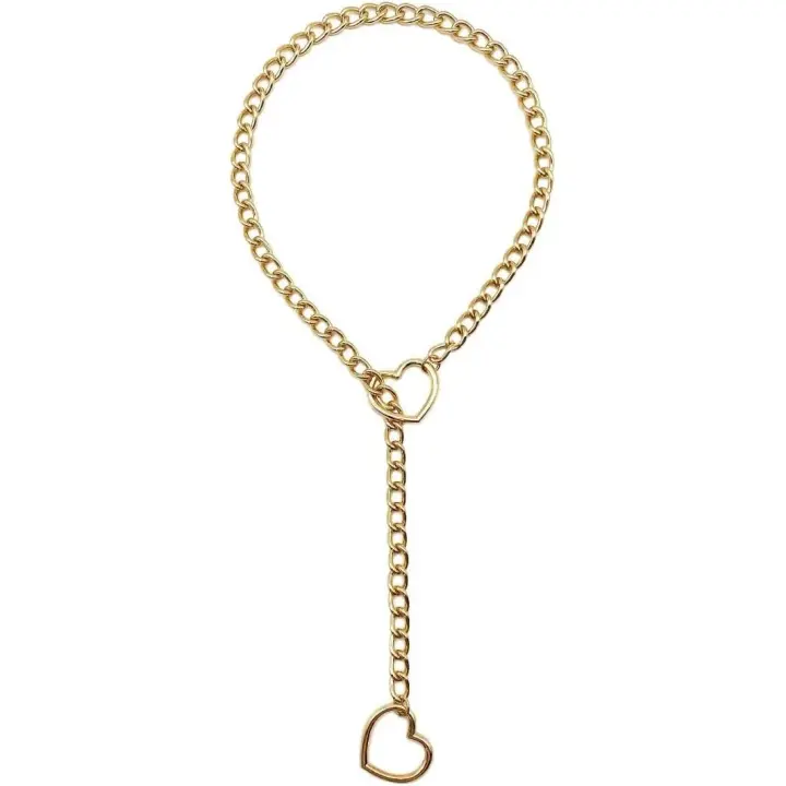 Cadena de cuello deslizante con junta tórica para damas y caballeros, collar largo ajustable de acero inoxidable plateado estilo punk, accesorios de joyería para clavícula (dorado) - 1