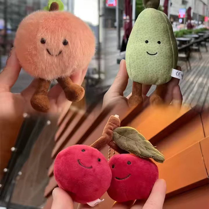 Muñeco De Peluche Jelly Cat Con Rostro Sonriente De Frutas Plátano Manzana Cereza Decoración Para Hogar Y Dormitorio Juguete Interactivo Para Mascotas Regalo De Cumpleaños - 1