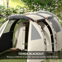 Outsunny Tienda de Campaña Familiar para 4-5 Personas Tienda de Camping Plegable con 2 Habitaciones 5 Puertas y Bolsa de Transporte Impermeable para Senderismo 460x230x180 cm Caqui - details 4