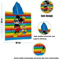 Poncho toalla niños 100% algodon de Mickey Mouse, Toalla de Playa Infantil de Mickey Mouse con Capucha Toalla de Baño Poncho Toalla Poncho para Niñas Niños de 2 a 8 años de 60cm x 60cm, 300gsm - details 0