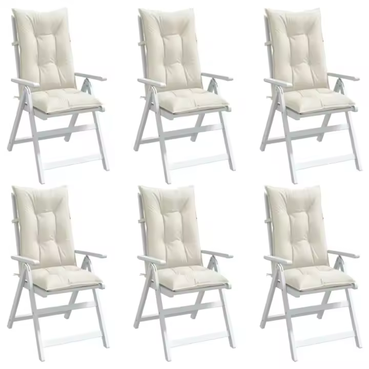 vidaXL Cojines silla respaldo alto 6 uds tela crema melange 120x50x7cm - 1