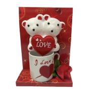 Regalo Niña San Valentín NO - Cúpula Corazones Oso Teddy Taza Café Flor Rosa - details 0