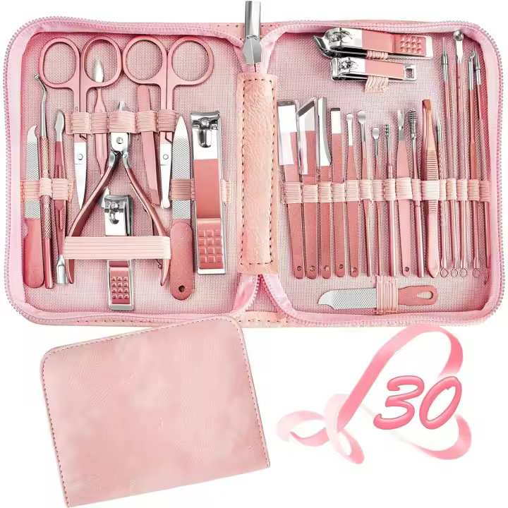 Juego de manicura 30 en 1, cortaúñas REDFLOW, cortaúñas para Manos y pies, Bayas de manicura, rose color - 1