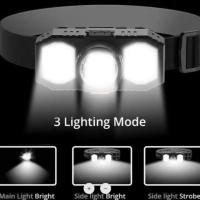 Linterna Frontal LED Potente Recargable Para Camping 3 Modos Impermeable IP65 Para Pesca Y Correr Luz LED Alta Potencia COB - details 2