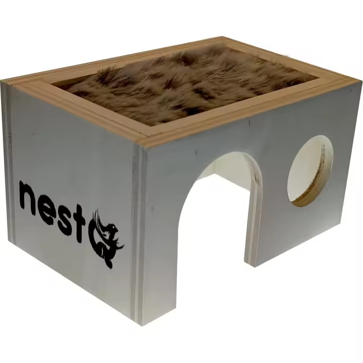 nestQ Casa Madera Hámster Ruso, Comun, Sirio, Roborowski, Gerbil o Ratones Pequeños. Con Techo de Pelo - 1