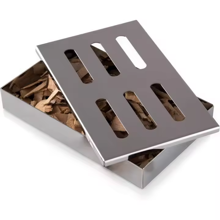 Stainless steel smoke box-accessory for gas grill or charcoal grill,21x13x3.5cm,silver - 1