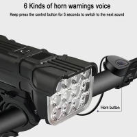 Luz De Bicicleta Frontal LED Recargable Con Silbato Seguridad En Noche Ciclismo Lámpara De Manillar IPX 5 5 Modos De Iluminación Carga Tipo-C - details 5