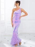 Vestido De Fiesta Romagic De Encaje Con Flor Y Lentejuelas De Hombro Solo Vestido Largo Para Mujer Sin Mangas Elástico Para Bodas Y Noches Elegantes - details 12