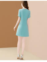 Vestido A-Line Elegante Para Mujer EVNISI Con Bordado En Flares Y Cuello En Escarf Oficina Moda Verano Cierre De Cremallera Longitud De Rodilla Polyester - details 14