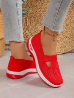 Zapatillas De Mujer En Color Sólido Transpirables Zapatillas Casuales De Verano De Bajo Térmico Tejidas Zapatos Casuales Para Mamá - details 14