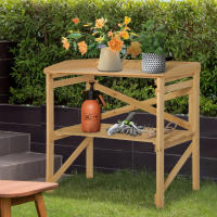 Mesa de Plantación con estante 80x40x84cm, Mesa de Flores de Madera marron Claro para Jardín y Balcón - details 2