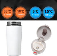 Vaso Termo Taza Café y Bebidas de Acero Inoxidable OPCIONES COLORES: BLANCO Y NEGRO | Capacidad 380 ml para bebidas calientes y frias | Alta duración 100% comprobada (Hasta 12 horas)  Color: Blanco Y Negro | 100% Hermético - Nexum+Market - details 2