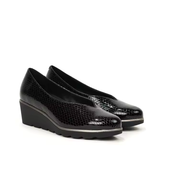 D'Chicas - Mocasín Cuña 3706 Negro Corte en V - 1