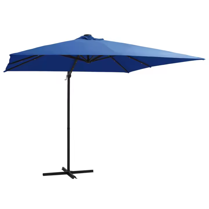 Sombrilla voladiza jardín LED palo acero azul azure 250x250 cm - 1
