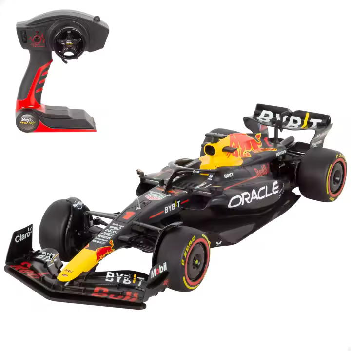 Maisto - Coche teledirigido Red Bull Racing RB19 2023 escala 1:10 de Max Verstappen, réplica con licencia oficial, mando tipo pistola 2.4 GHz, batería recargable incluida y nivel de detalle premium - 1