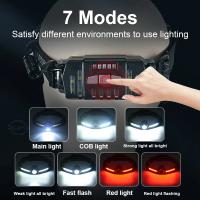 Linterna Frontal LED Potente Con Sensor XPE+COB 7 Modos Para Pesca Y Caza Batería 18650 Luz De Cara Impermeable Con Ángulo De 180° - details 8