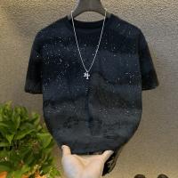 Camiseta Casual Para Hombre Verano Con Rhinestone Rivet Cuello Redondo Manga Corta Tee Coreana Transpirable Y Secado Rápido - details 7