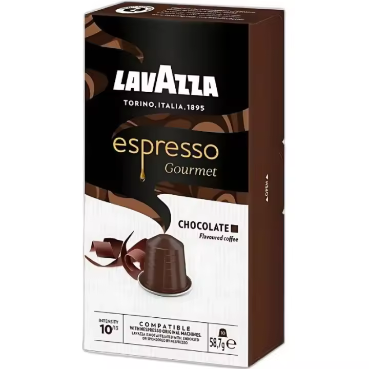 Lavazza Espresso Gourmet Chocolate, Pack 50 Cápsulas de Aluminio Compatibles con Máquinas Nespresso* Original, con Aroma Natural de Chocolate, Arábica y Robusta, Intensidad 10/13, Tostado Medio - 1