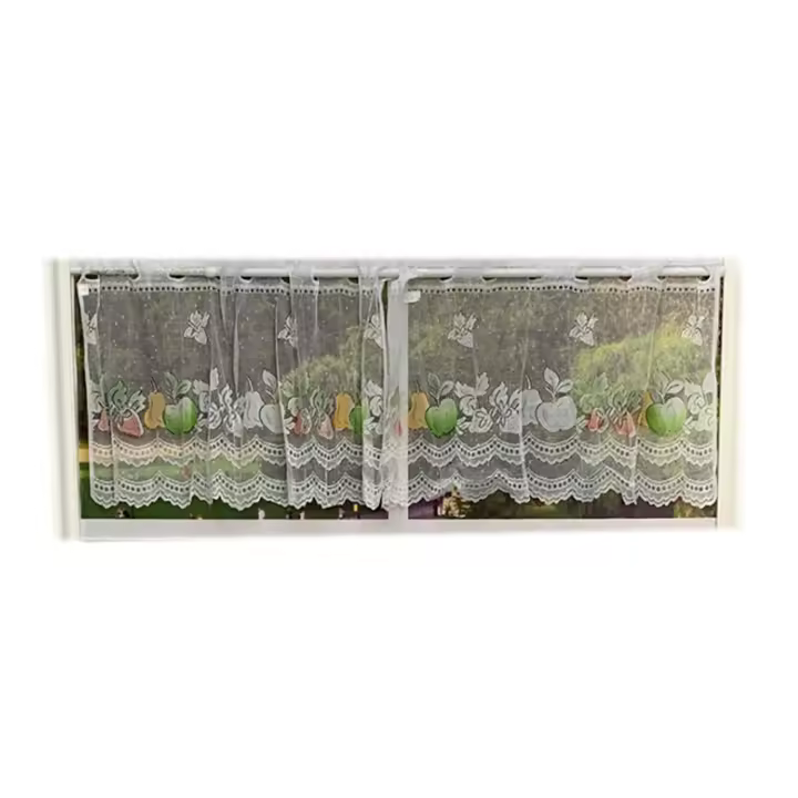 Cortinas De Encaje Blanco Para Frutas Y Jardín Cortinas De Café Para Cocina Cortinas De Medio Corte Para Armarios Perforados Estilo Pastoral 100% Poliéster - 1