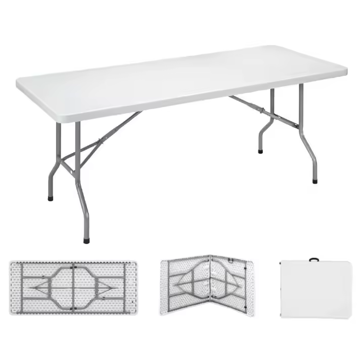 Edm Mesa Plegable 180x74 Cm Plateado - 1