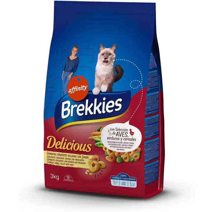 Brekkies delicius jamon gato 3 kg pienso para gatos aves y jamón Affinity - 1