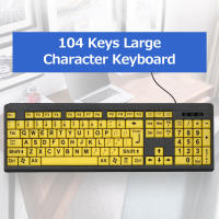 Teclado Con Cable Para Visión Baja Teclado De Contraste Alto USB 104 Teclas Letras Para Computadora Y Laptop Estilo Estándar - details 10