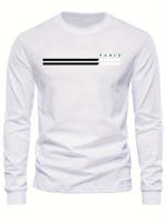 Camiseta De Algodón Puro 100% Para Hombre Estampado De PARIS Cuello Redondo Manga Larga Cómoda Y Casual Para El Verano - details 3