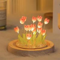 Lámpara De Noche Artificial De Tulipán Hecho a Mano Para Decoración De Habitación Regalo De Cumpleaños Y Navidad Lámpara De Mesa LED Para Fiestas Y Aniversarios - details 0