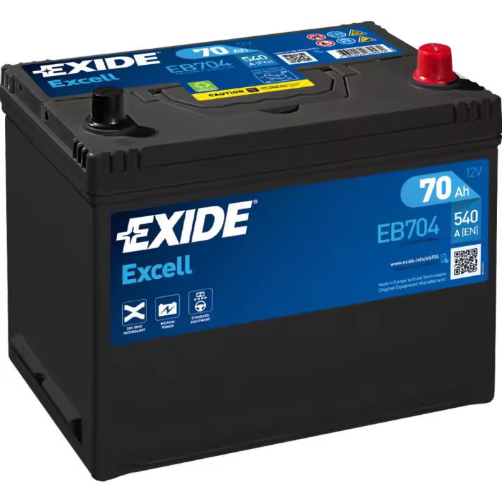 Batería Exide EB704 Excell. 12V - 70Ah/540A (EN) Caja D26 - 1