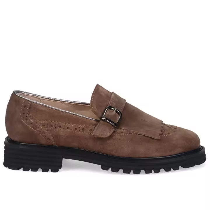 Sangiorgio Mocasín Fringe para Mujer Soft Brown Suede 090 - 1