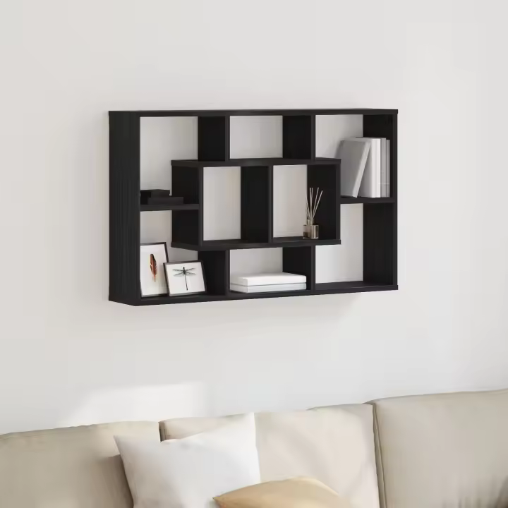 Estante de pared vidaXL - Roble negro, 85 x 16 x 52.5 cm, Hecho de madera elaborada - 1