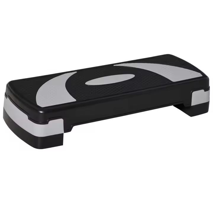 HOMCOM Step de Aeróbic Stepper para Fitness con Altura Regulable 3 Niveles de 10/15/20 cm para Deporte y Ejercicio en Casa Gimnasia Carga 150 kg 80x31x20 cm Negro - 1